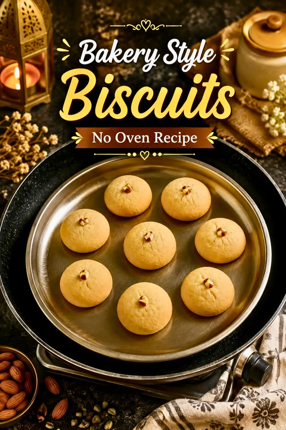 Pin for Crispy & Soft Kadai Biscuits | Eggless No-Oven Bakery Style Cookies