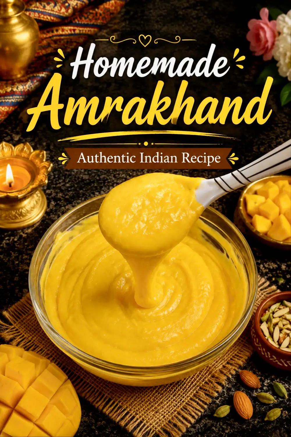 Pin for Amrakhand Recipe | Homemade Mango Shrikhand Recipe | Maharashtrian Dessert