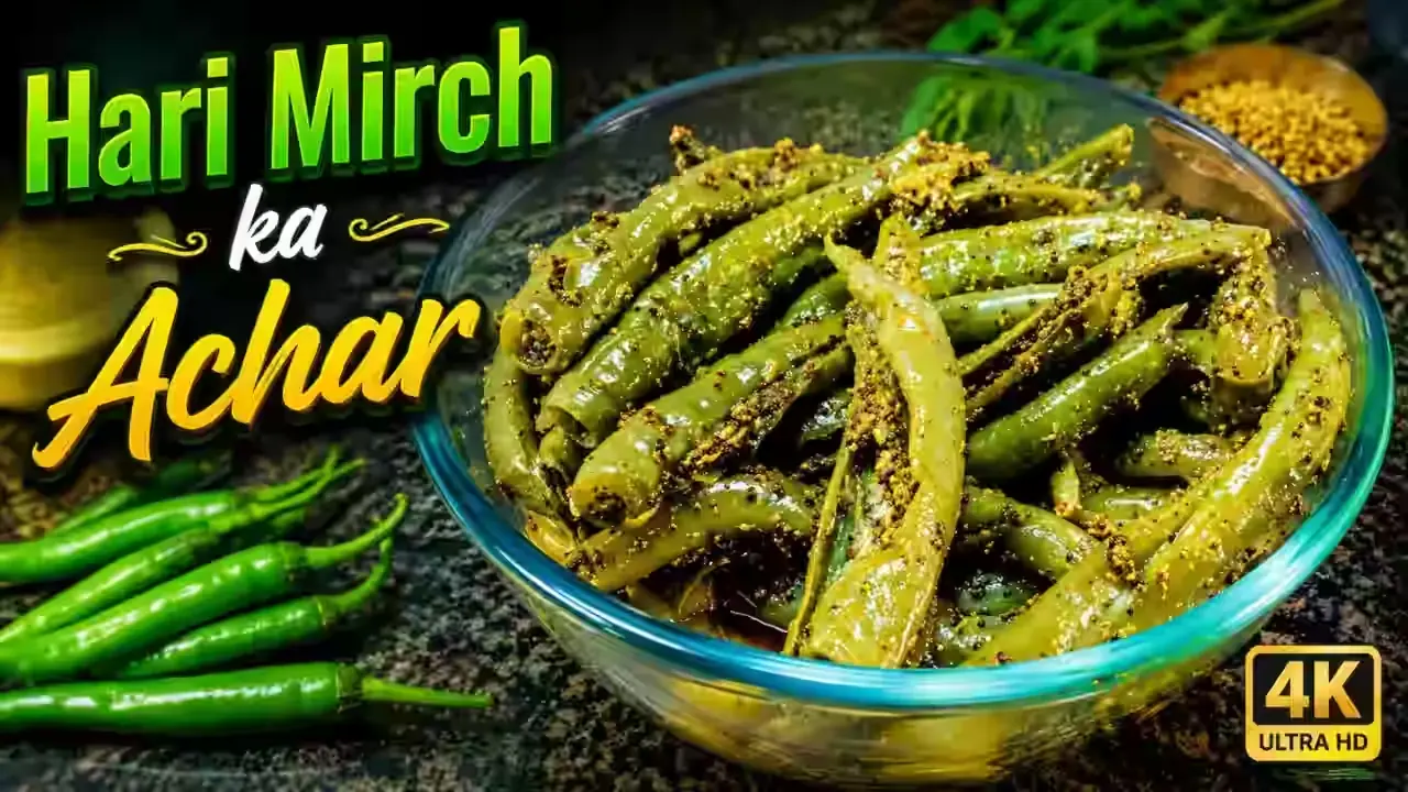 Instant Rajasthani Hari Mirch ka Achar | Quick Green Chilli Pickle