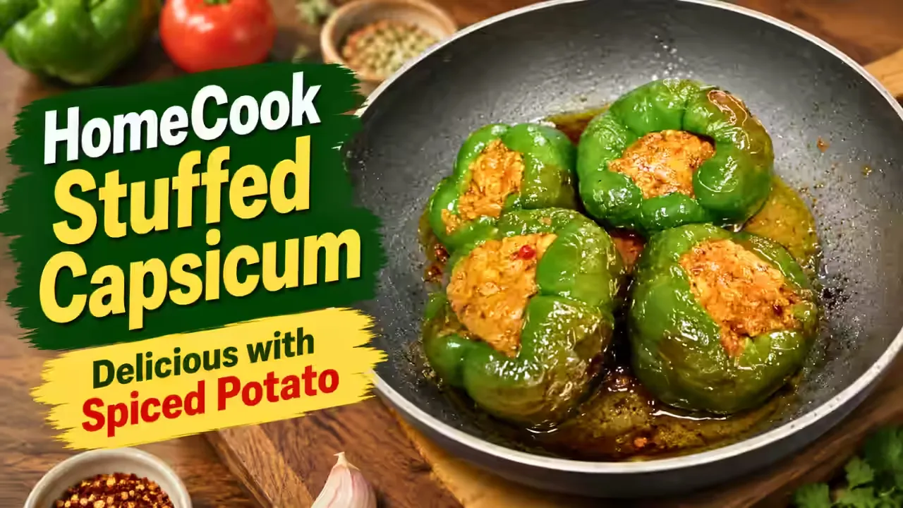 Stuffed Capsicum Recipe | Spiced Potato Stuffed Bell Peppers at Home